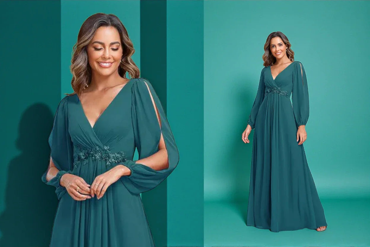 Vestido de Festa Verde Água