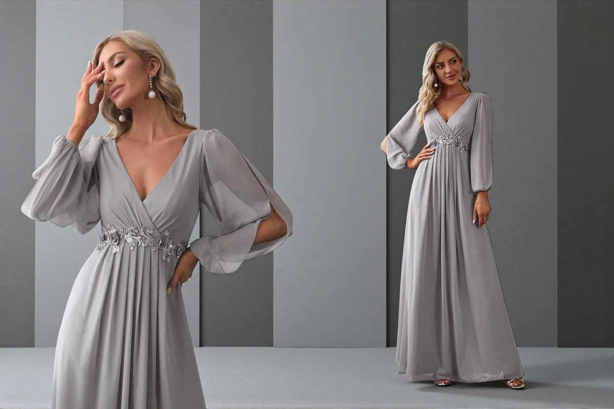 Vestido de Festa Cinza