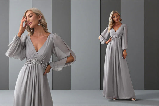 Vestido de Festa Cinza