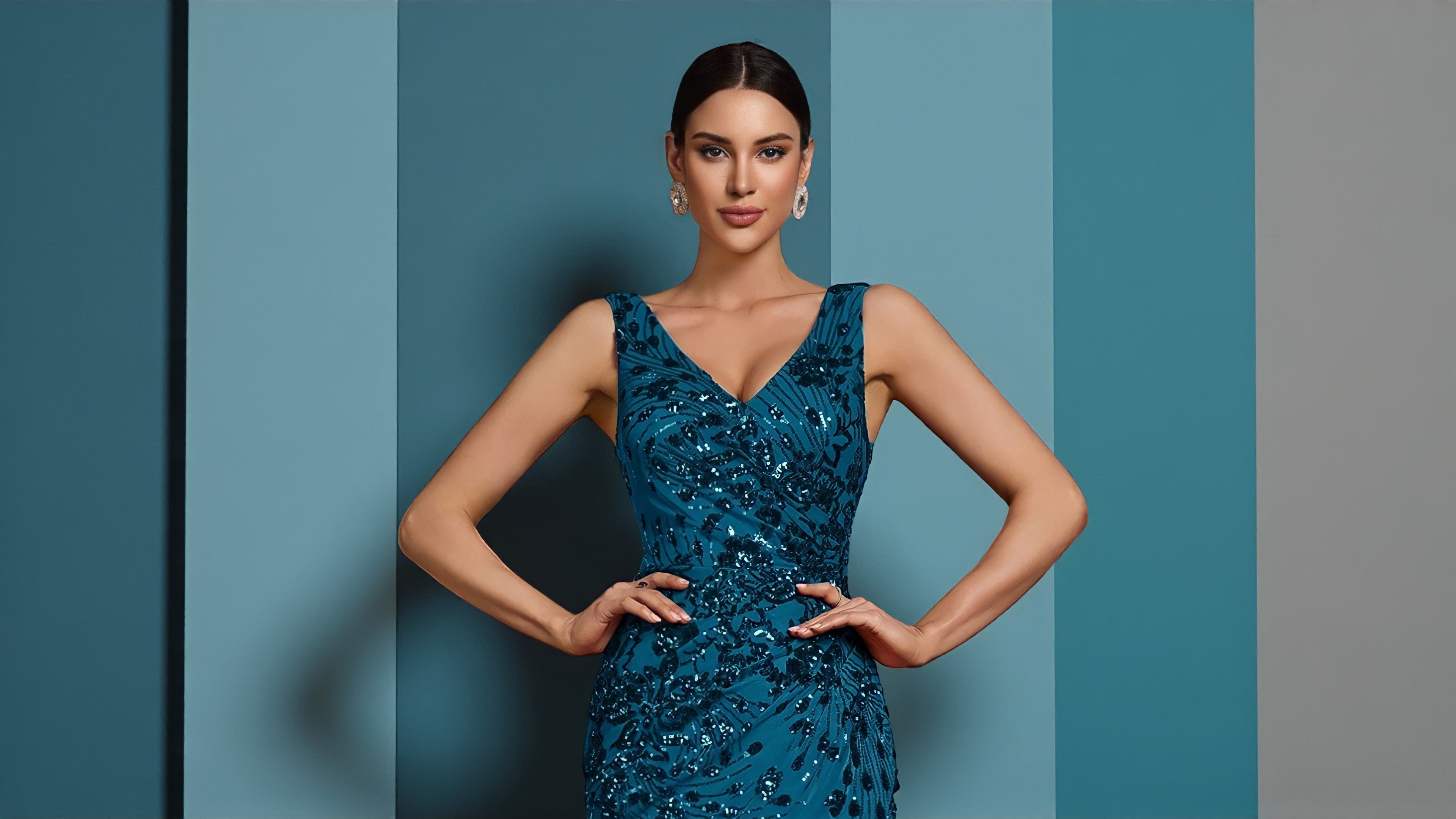 Vestido de Festa Azul Cadete