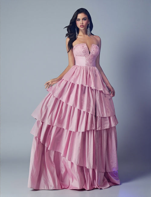 Vestido de Festa Rosa Vestido de Festa Tomara que Caia Corpete Bordado Faby