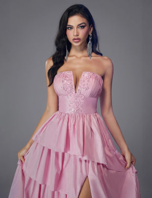 Vestido de Festa Rosa Vestido de Festa Tomara que Caia Corpete Bordado Faby