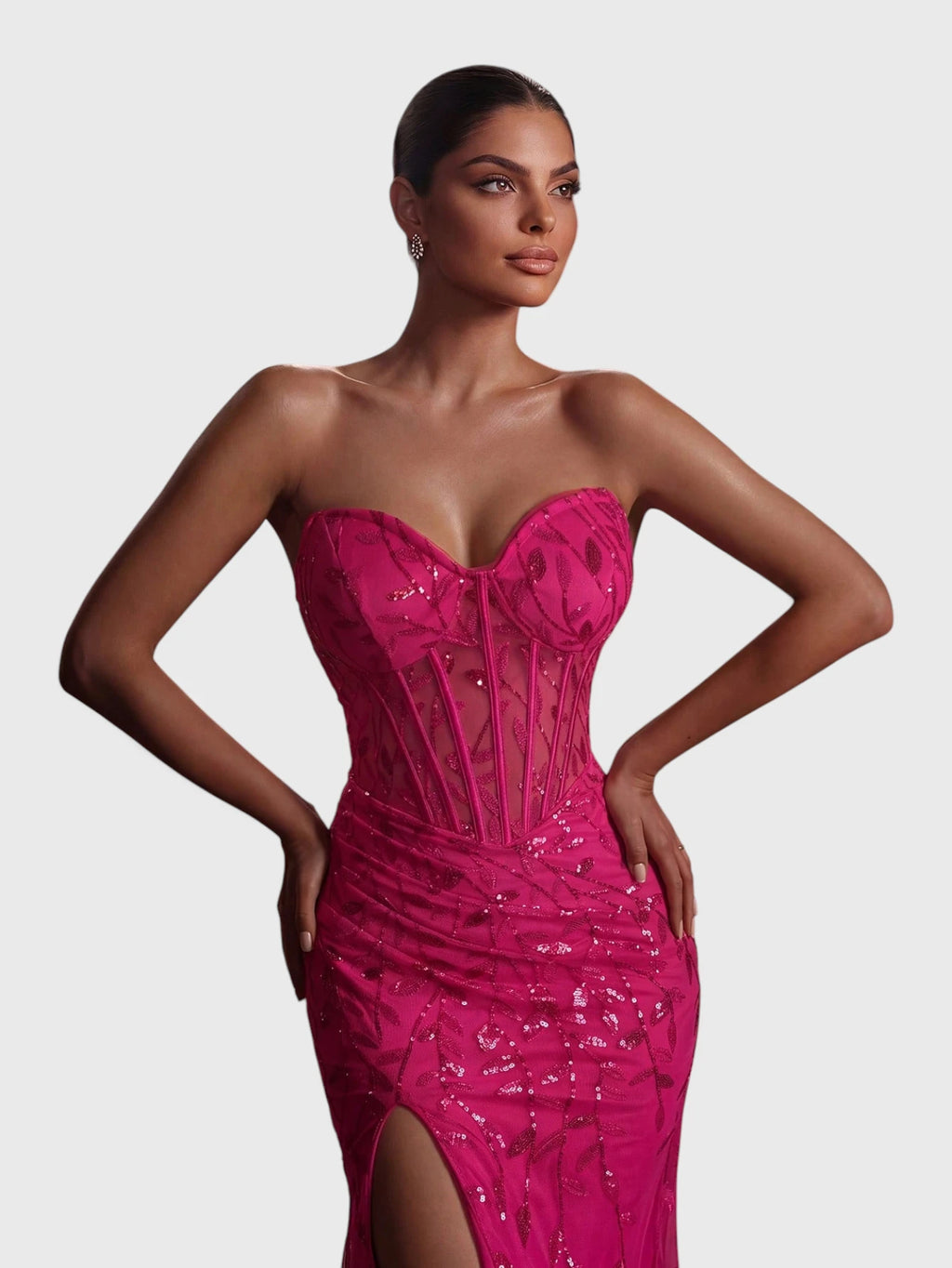 Vestido de Festa Pink Vestido de Festa Longo Pink Tomara que Caia Paetê Verona