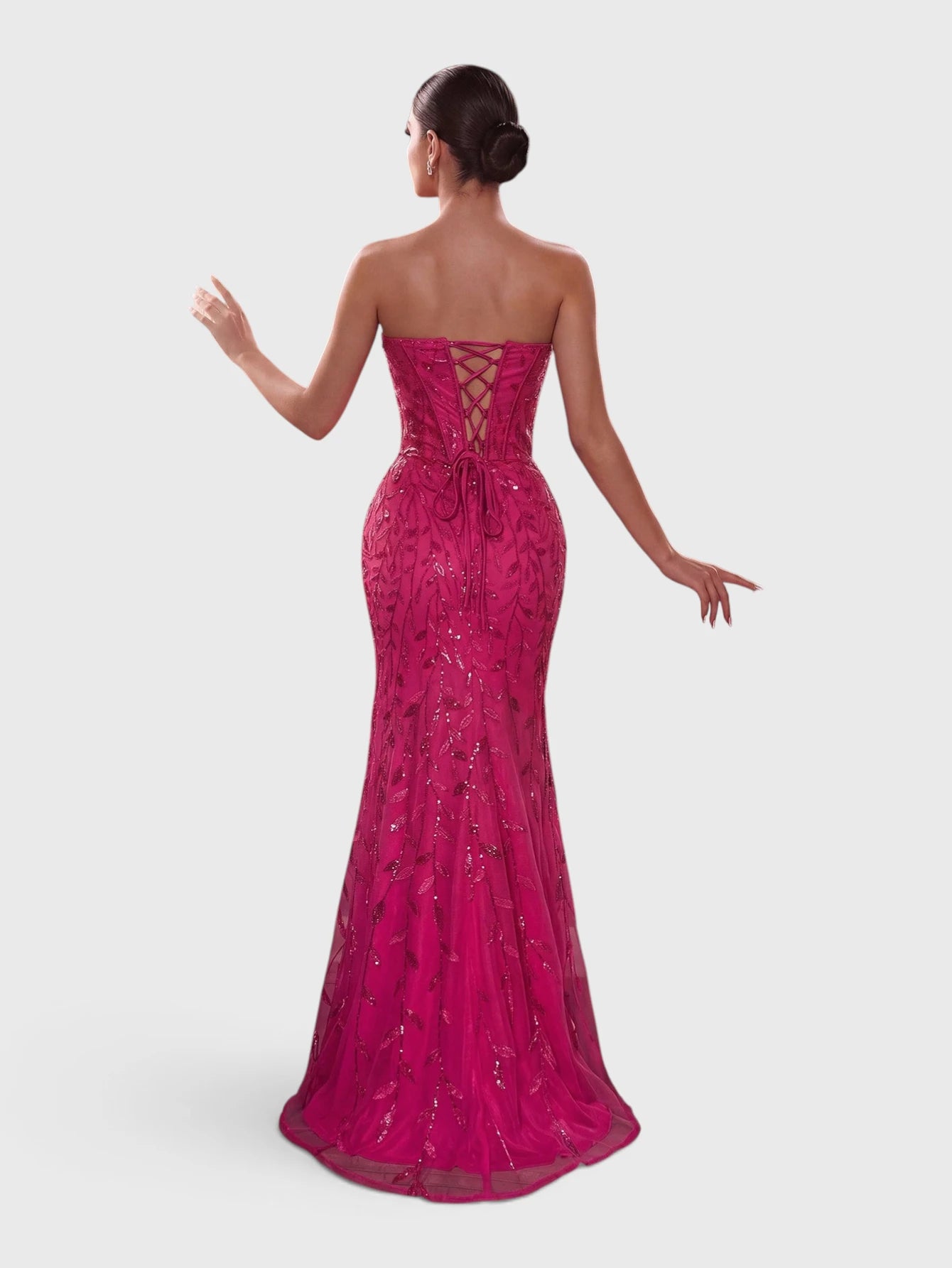 Vestido de Festa Longo Pink Tomara que Caia Paetê Verona