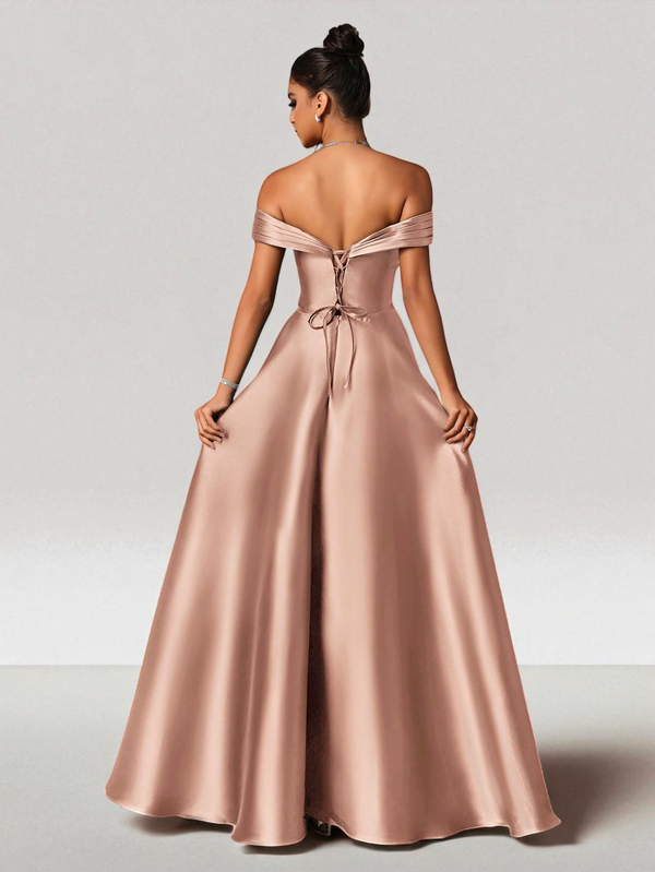 Vestido de Festa Rosa Vestido de Festa Longo Ombro a Ombro Zibeline Petra