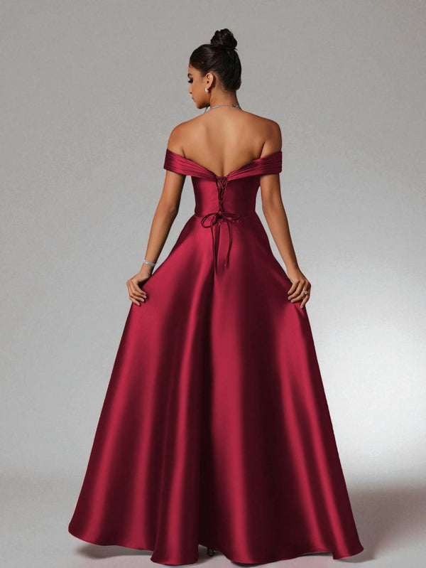 Vestido de Festa Marsala Vestido de Festa Longo Ombro a Ombro Zibeline Petra