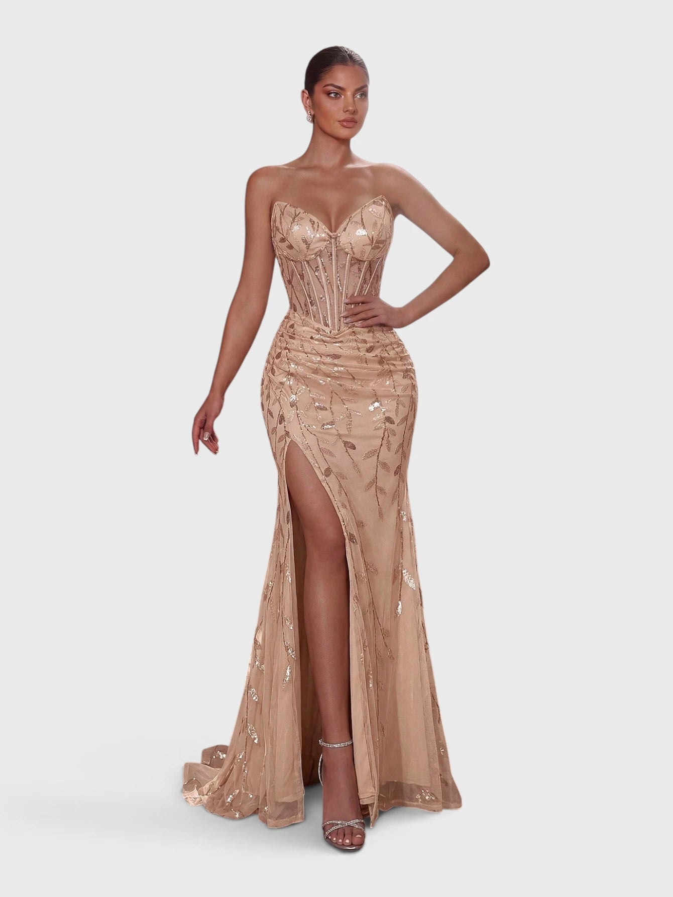 Vestido de Festa Longo Pink Tomara que Caia Paetê Verona