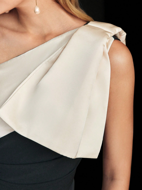 Vestido de Festa Assimétrico Formal com Laço Mel