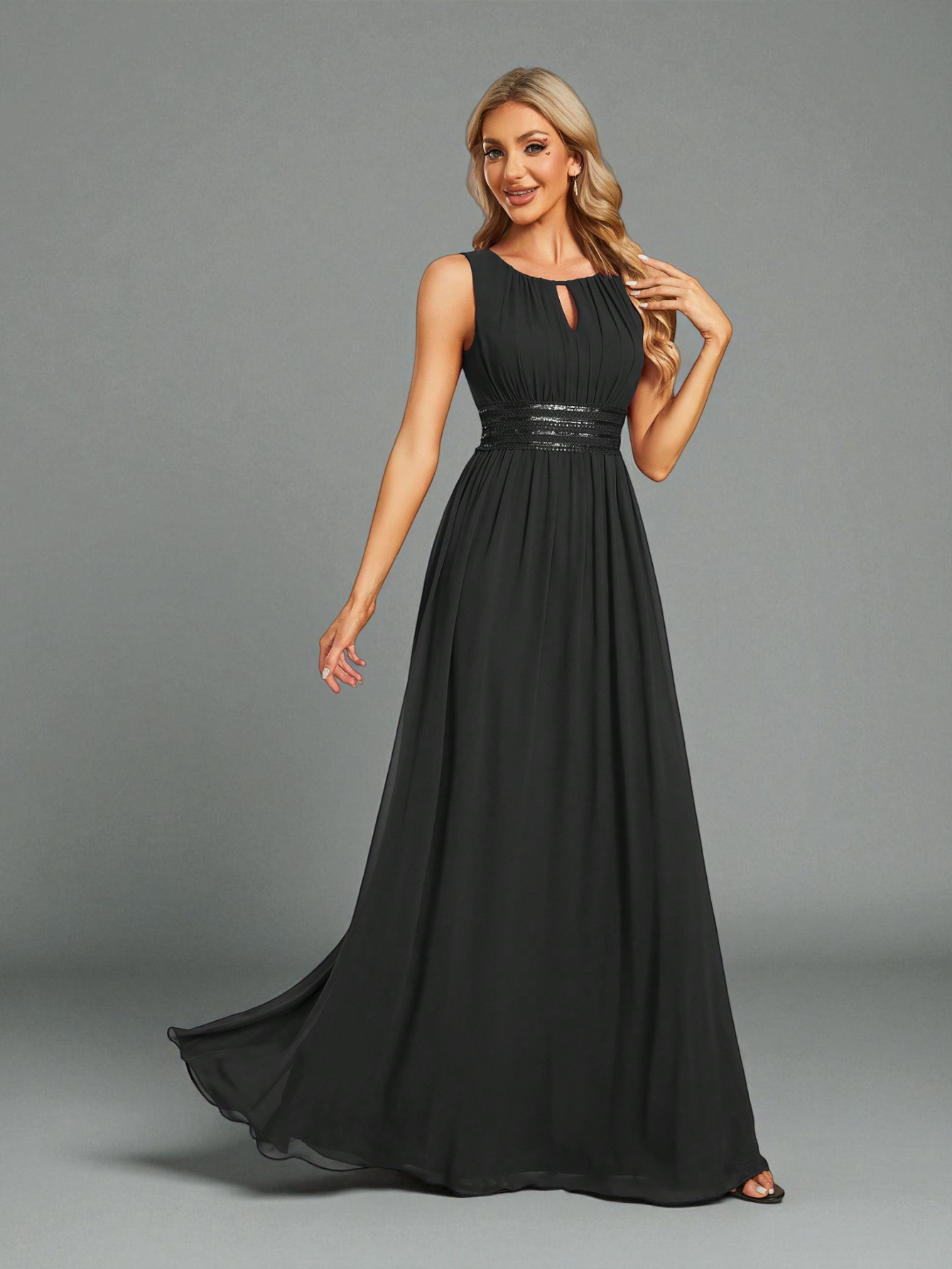 Vestido de Festa Preto Vestido de Festa Longo Bordado Neide