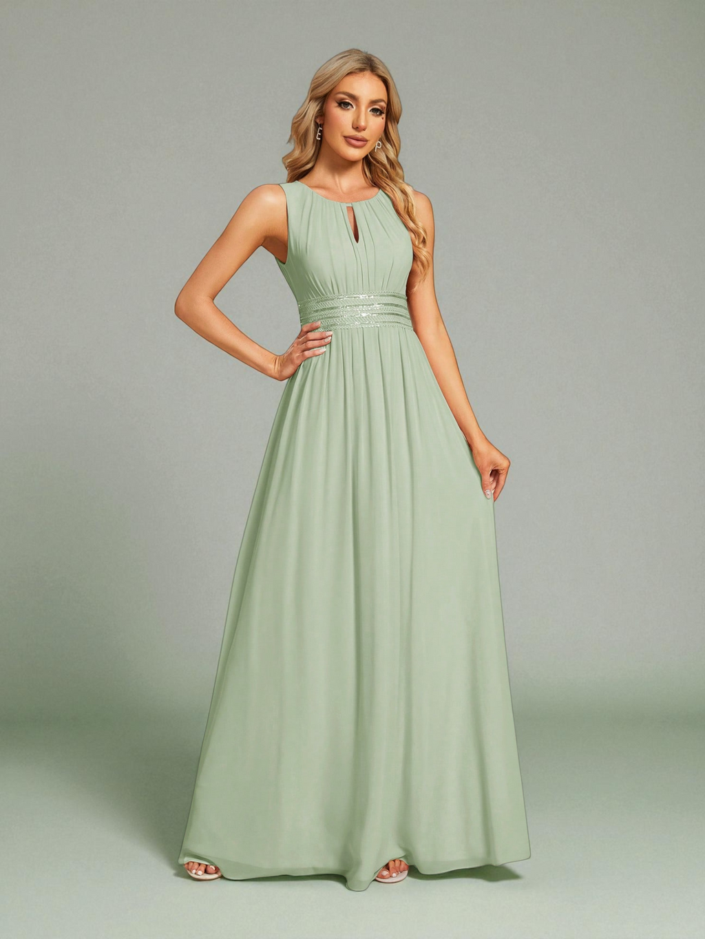 Vestido de Festa Verde Menta Vestido de Festa Longo Bordado Neide