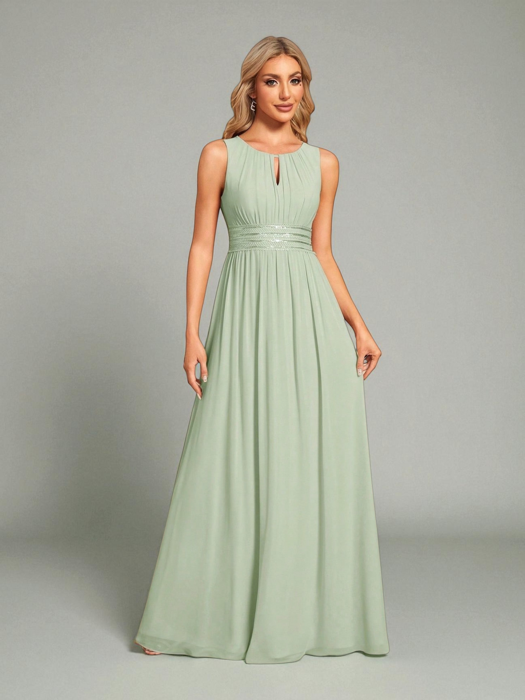 Vestido de Festa Verde Menta Vestido de Festa Longo Bordado Neide
