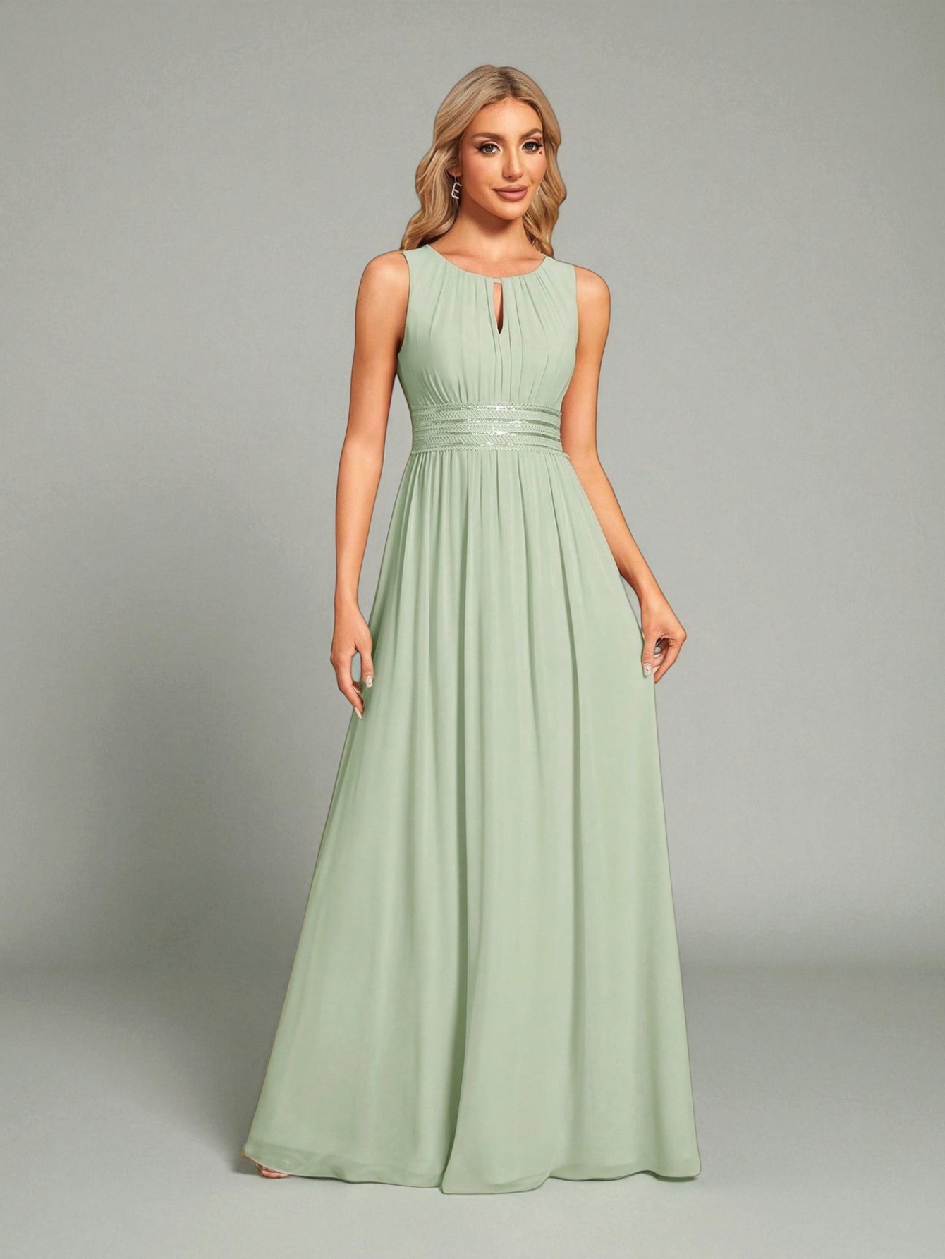 Vestido de Festa Verde Menta Vestido de Festa Longo Bordado Neide