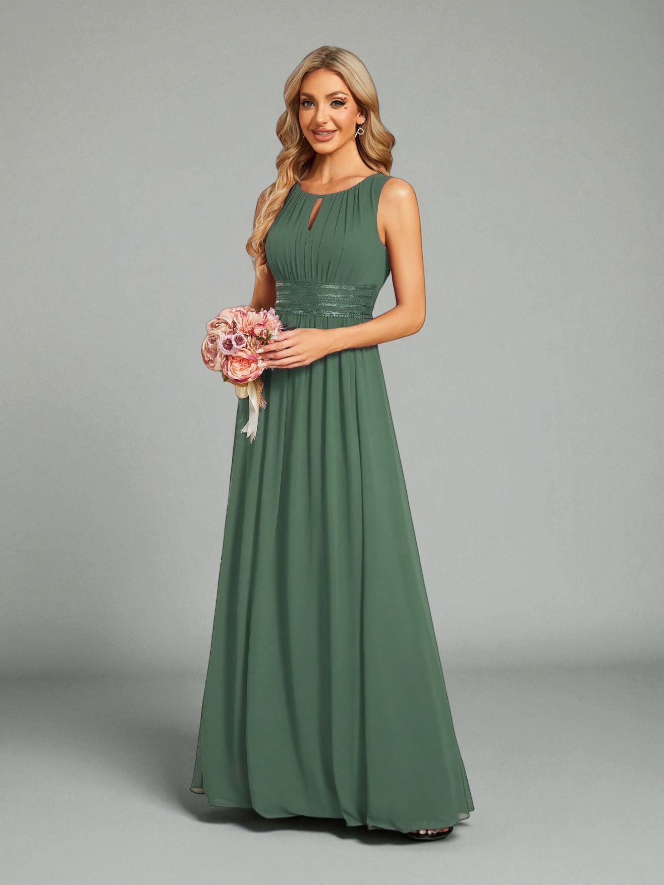 Vestido de Festa Verde Menta Vestido de Festa Longo Bordado Neide