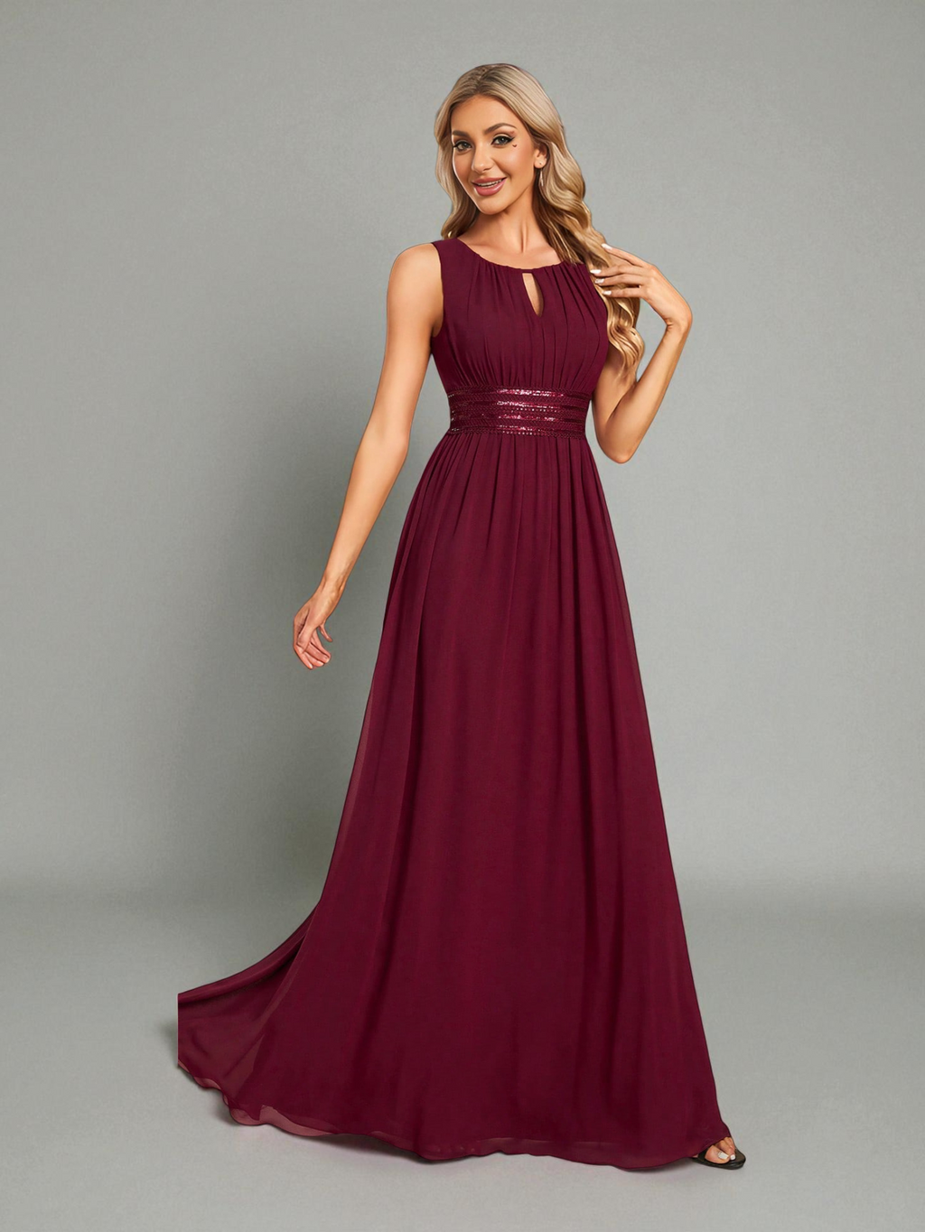 Vestido de Festa Marsala Vestido de Festa Longo Bordado Neide