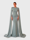 Vestido de Festa Longo Bordado com Capa Dupla Longa Marbella