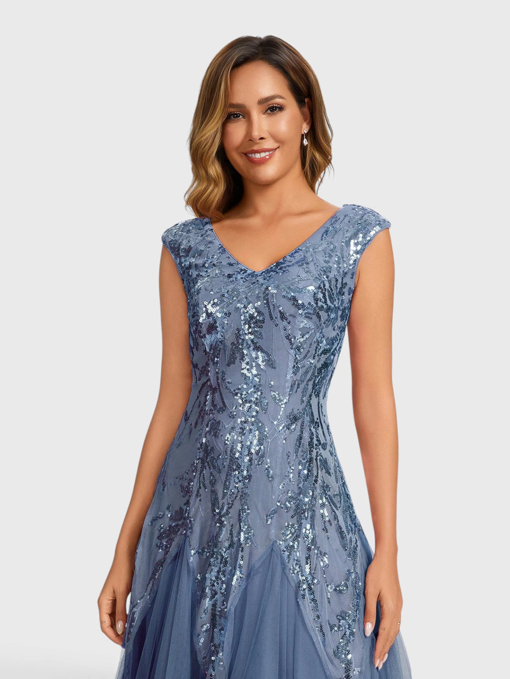 Vestido de Festa Longo Plus Size Bordado em Paetê Alpha
