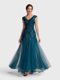 Vestido de Festa Longo Plus Size Bordado em Paetê Alpha