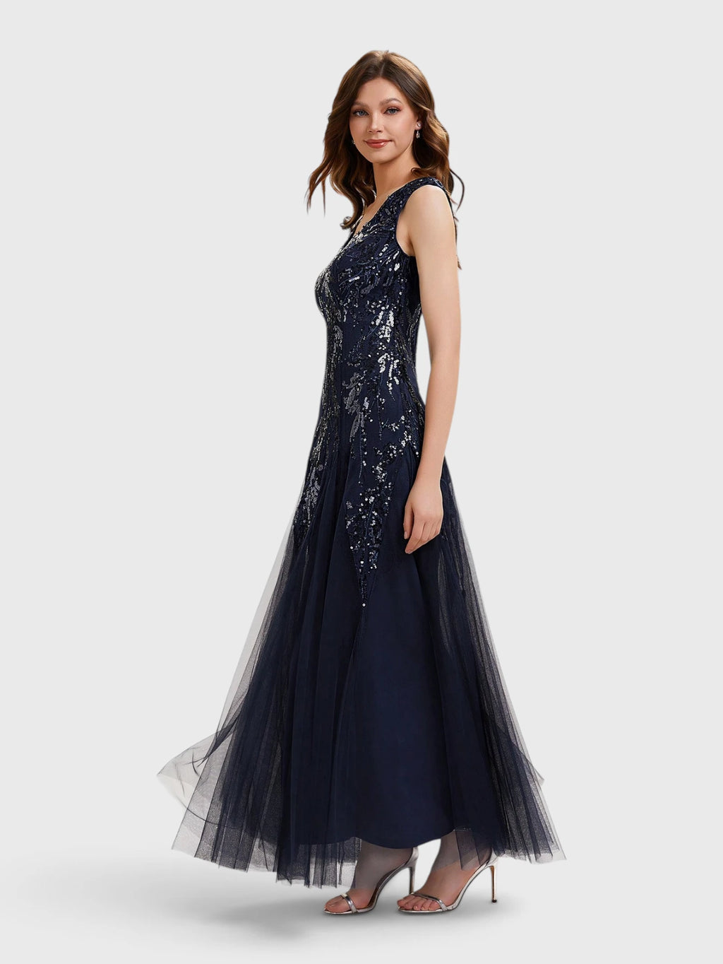 Vestido de Festa Longo Plus Size Bordado em Paetê Alpha