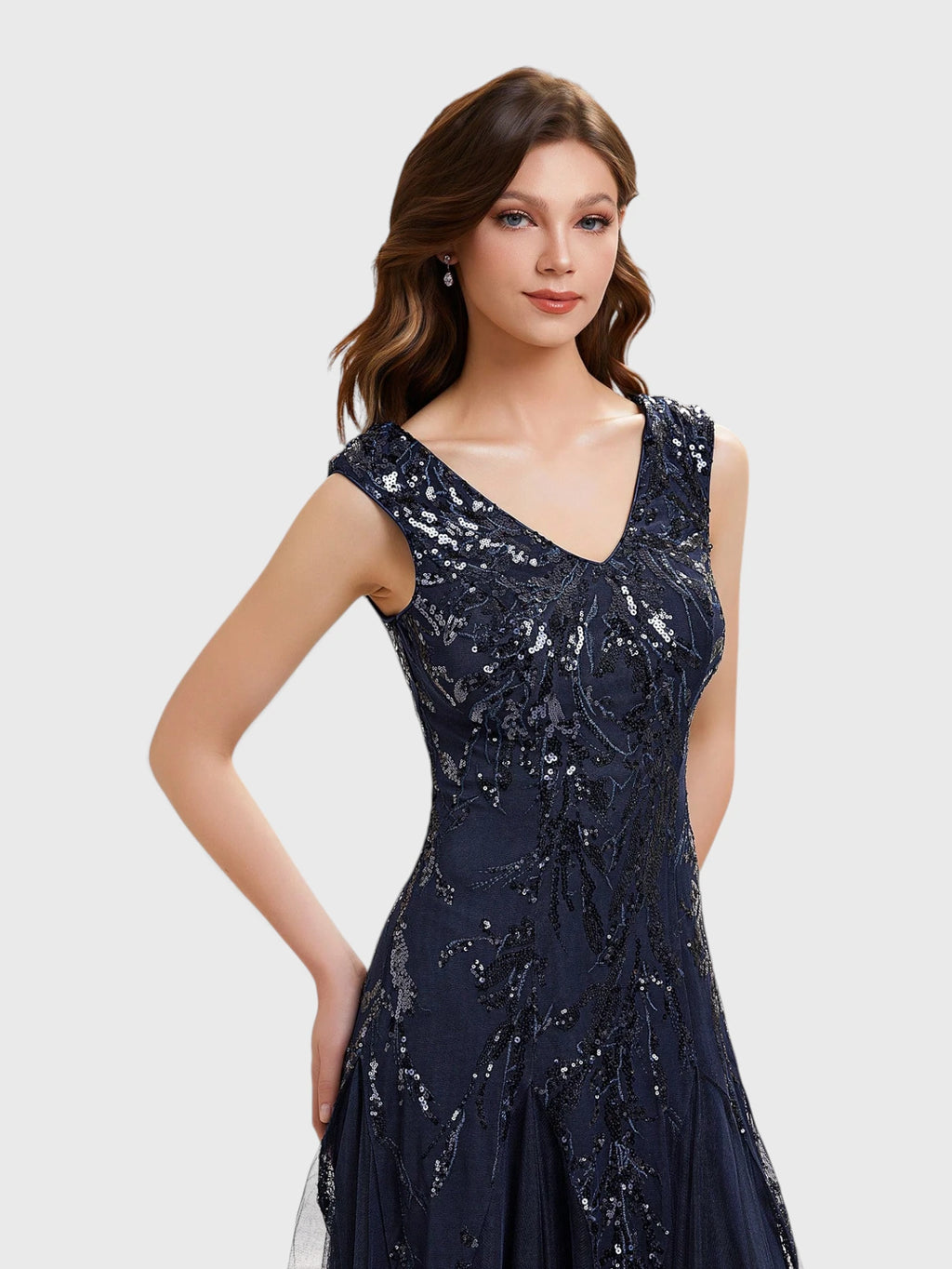 Vestido de Festa Longo Plus Size Bordado em Paetê Alpha