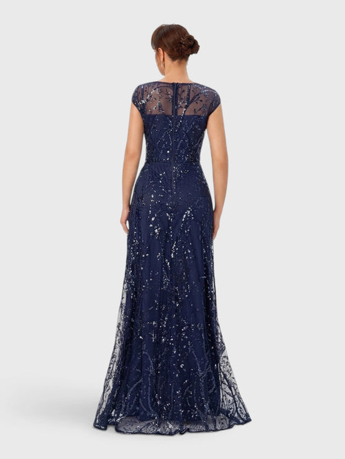 Vestido de Festa Longo Bordado em Paetê Magaly
