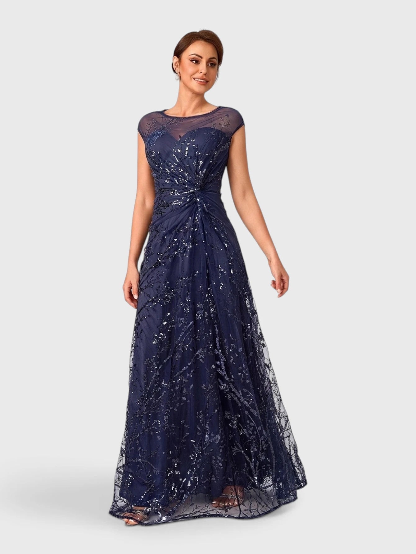 Vestido de Festa Longo Bordado em Paetê Magaly