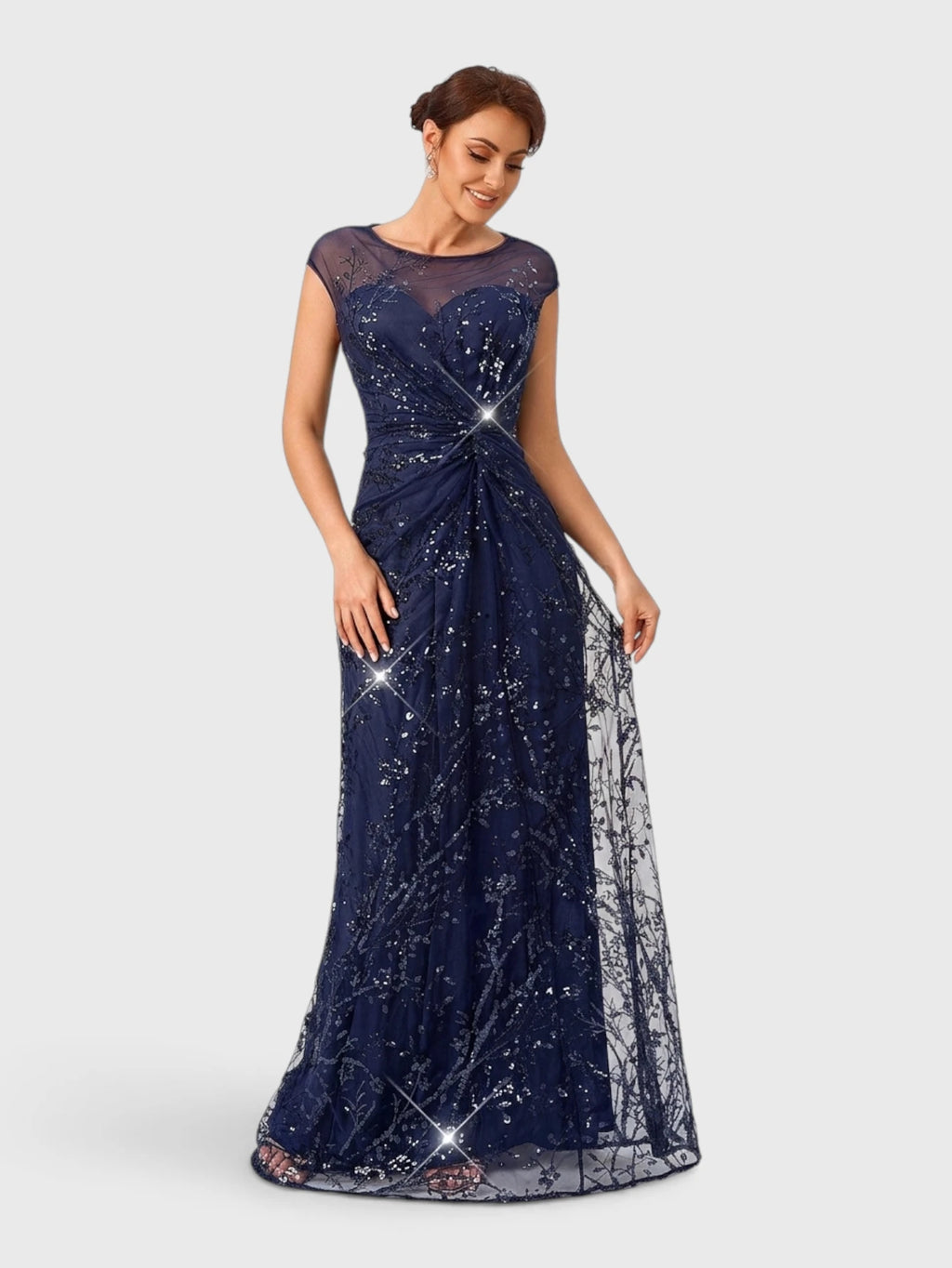 Vestido de Festa Longo Bordado em Paetê Magaly