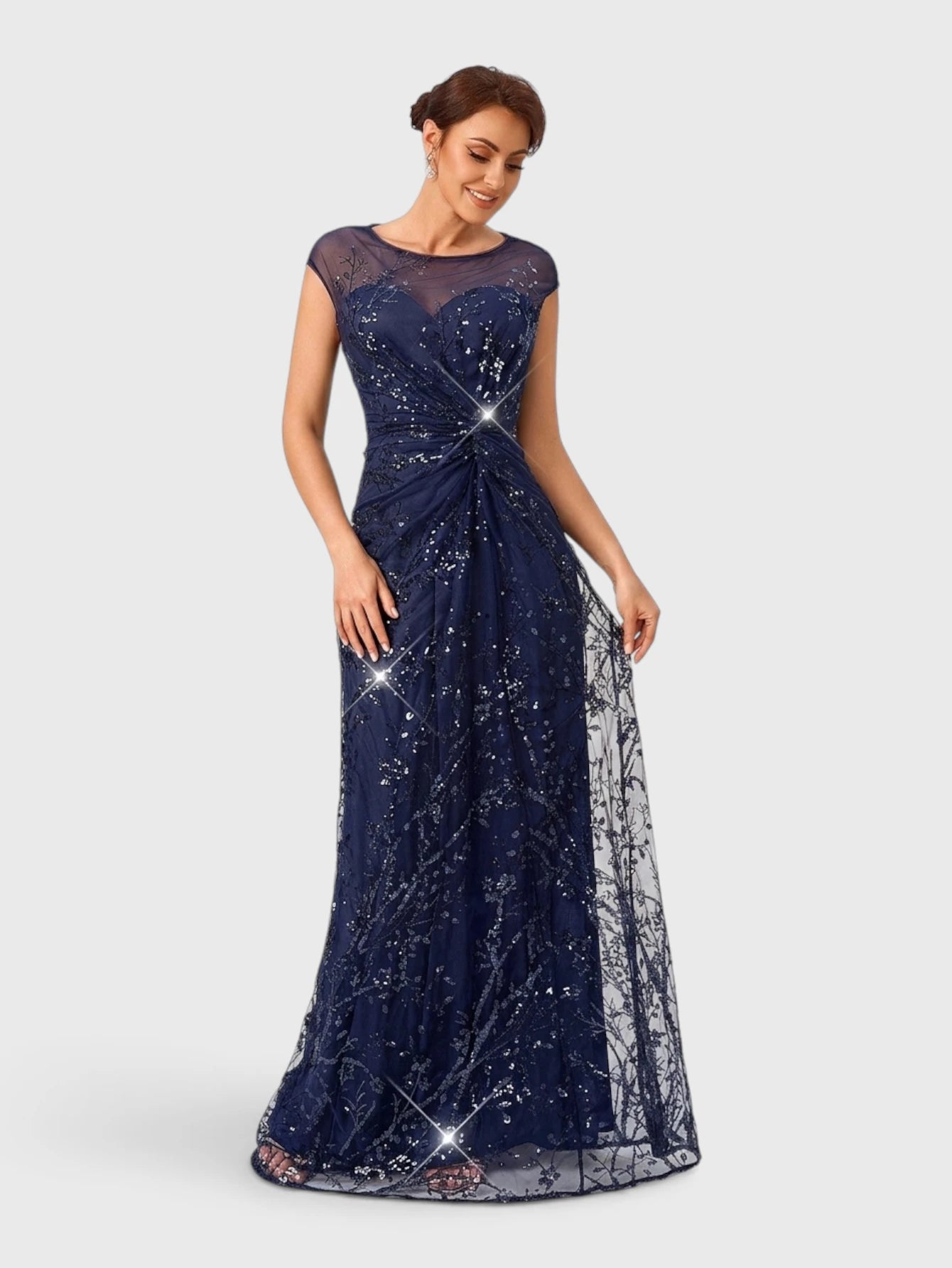 Vestido de Festa Longo Bordado em Paetê Magaly