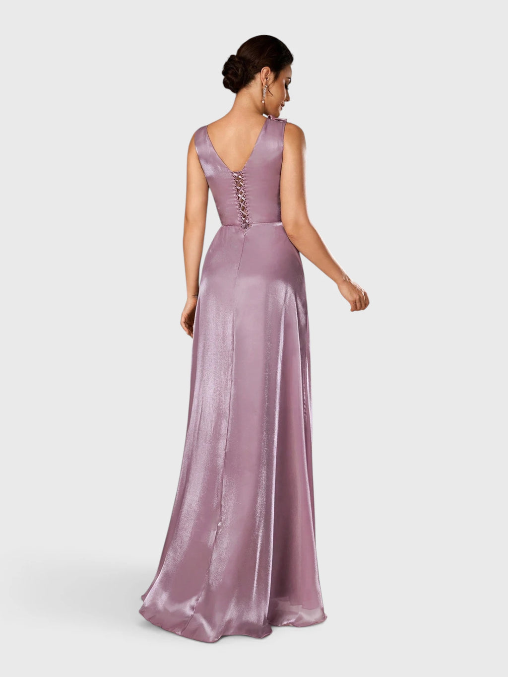 Vestido de Festa Longo Drapeado Acetinado Glow
