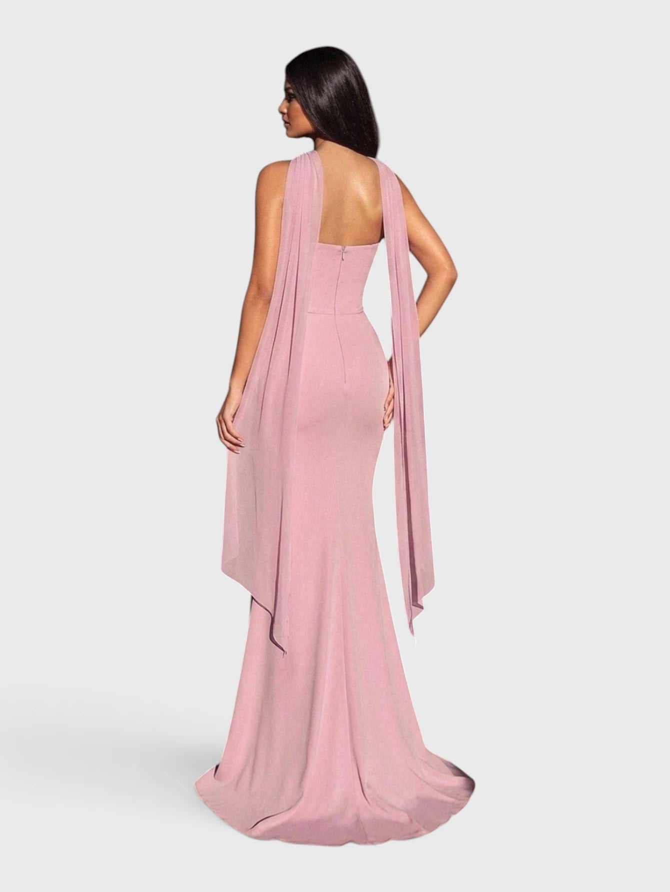 Vestido de Festa Longo Flor 3D com Echarpe Monâco