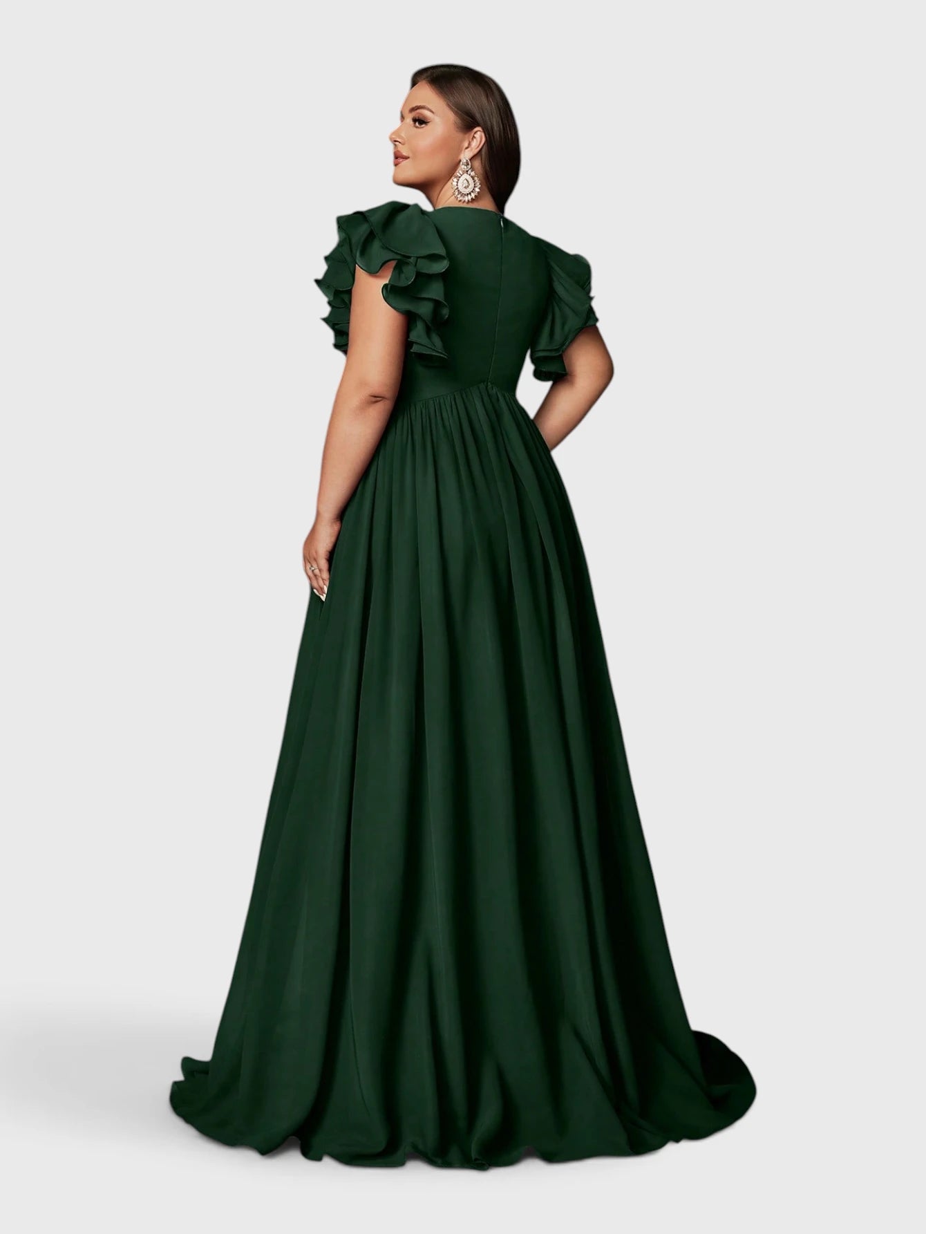 Vestido de Festa Longo Plus Size Decote V Bruna