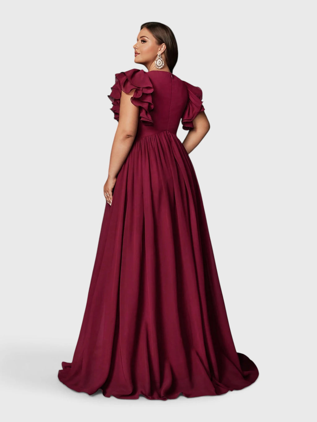 Vestido de Festa Longo Plus Size Decote V Bruna