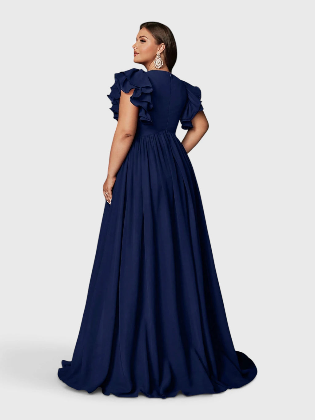 Vestido de Festa Longo Plus Size Decote V Bruna