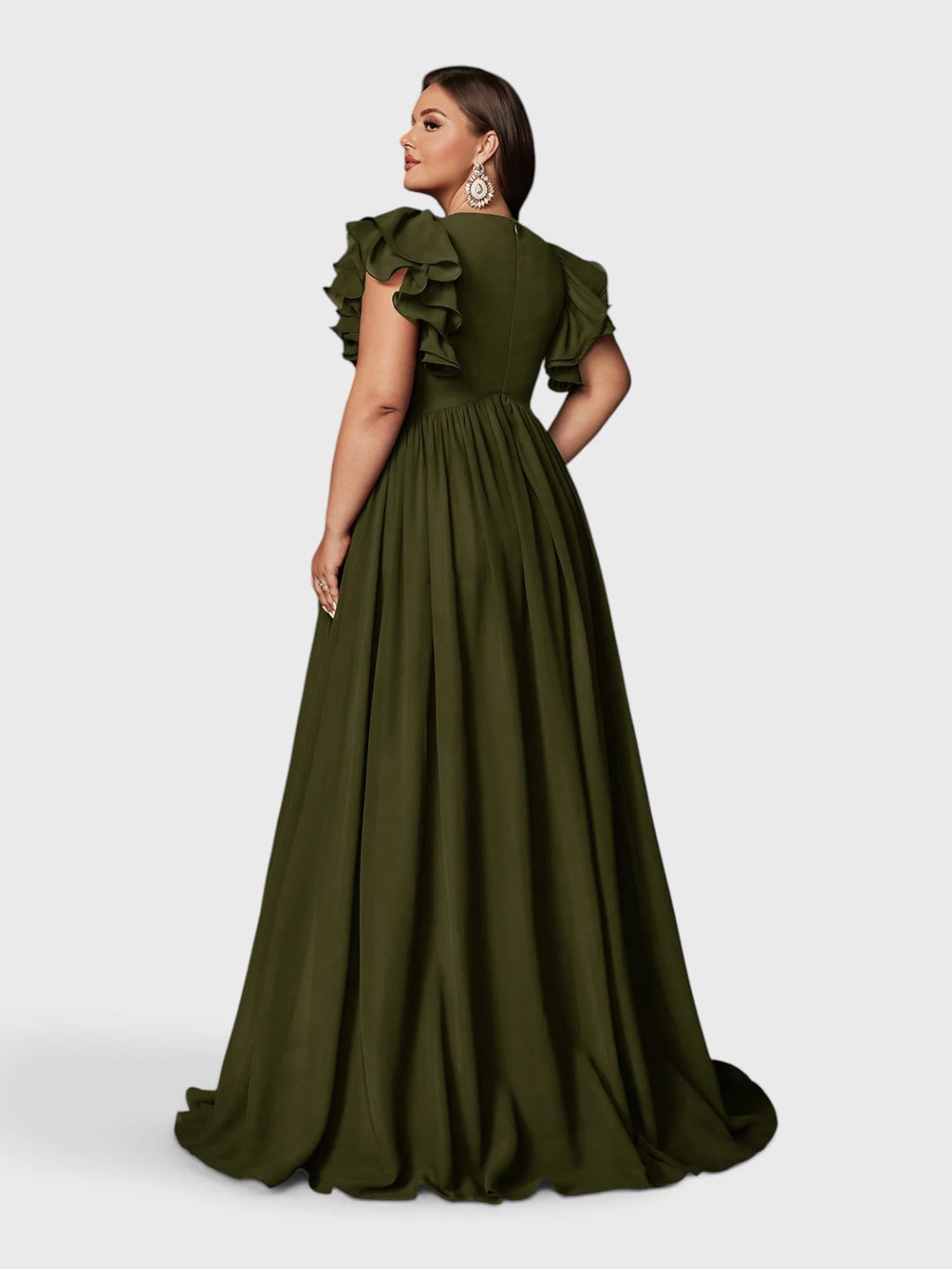 Vestido de Festa Longo Plus Size Decote V Bruna