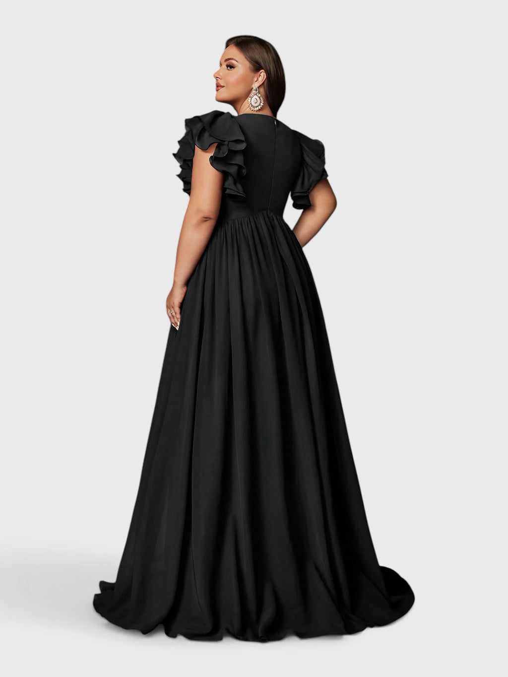 Vestido de Festa Longo Plus Size Decote V Bruna