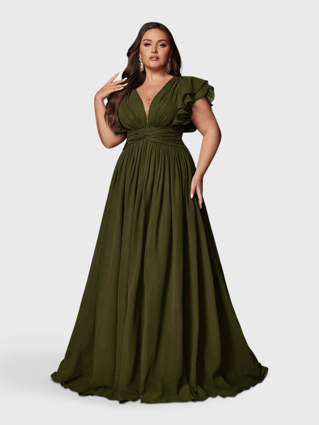 Vestido de Festa Longo Plus Size Decote V Bruna