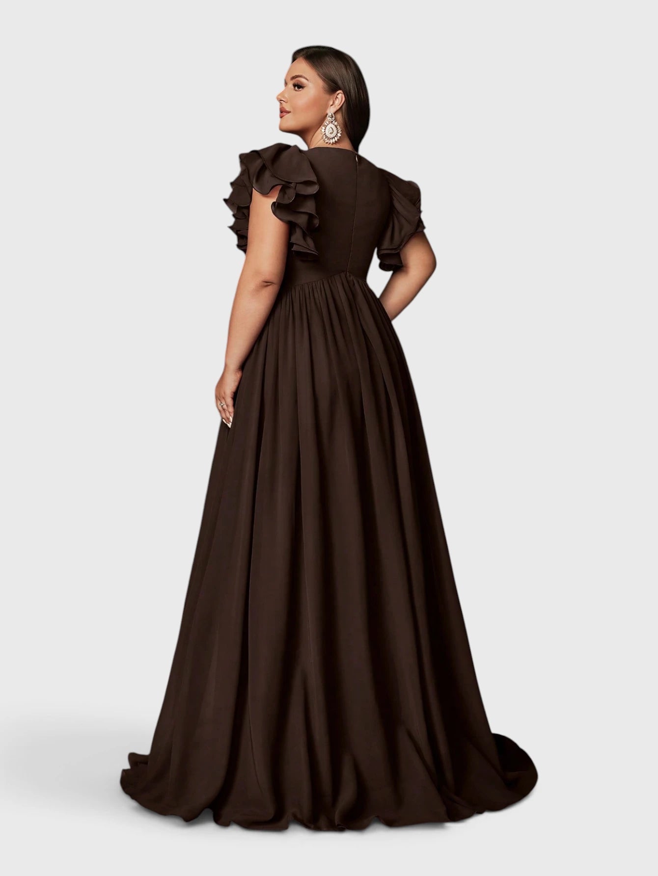 Vestido de Festa Longo Plus Size Decote V Bruna