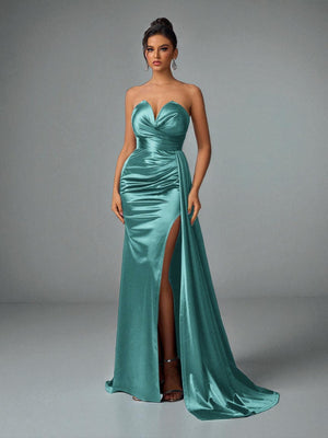 Vestido de Festa Verde Menta Vestido de Festa Longo Tomara que Caia Cauda Extreme