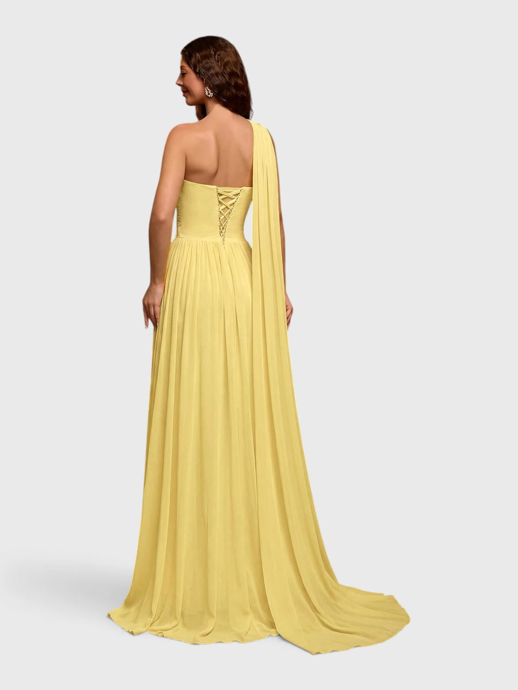 Vestido de Festa Longo Tomara que Caia Drapeado com Capa Mavilla