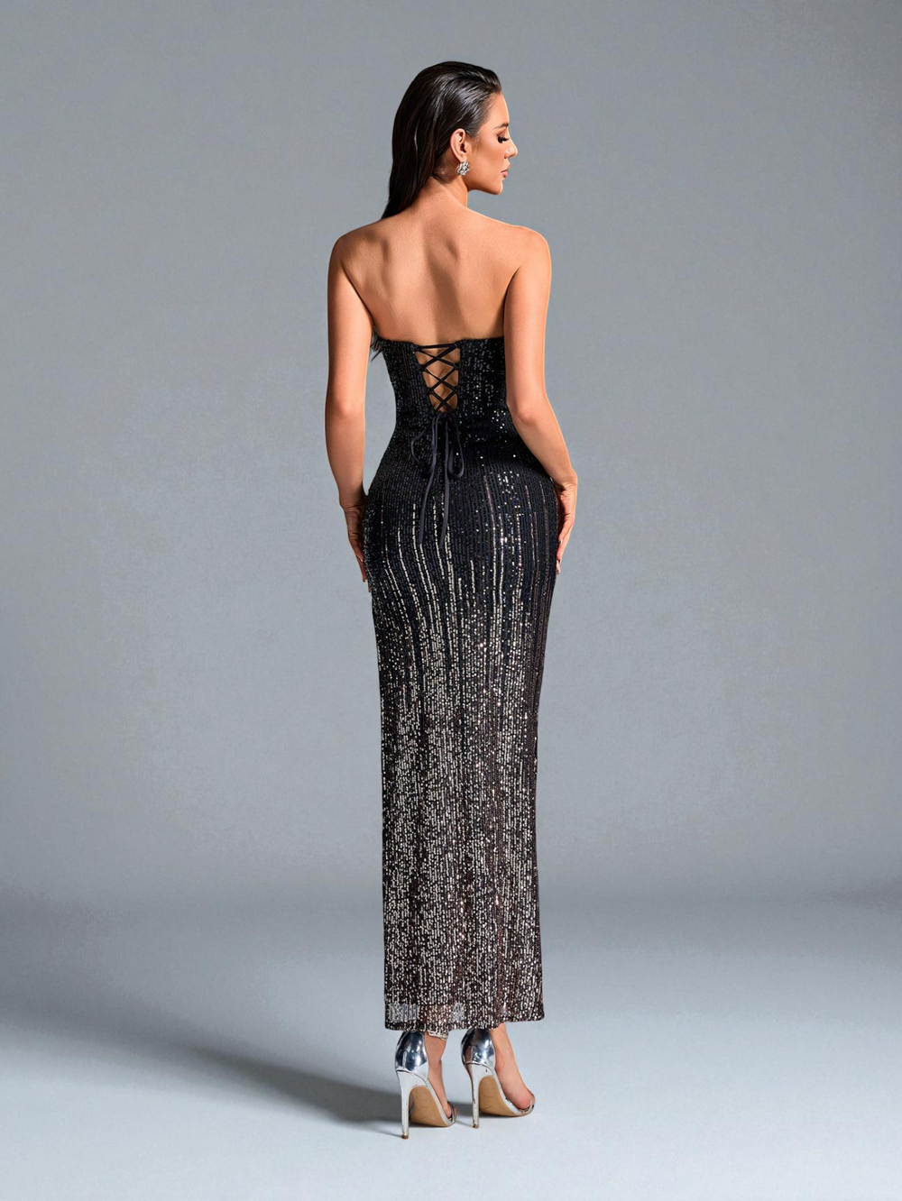 Vestido de Festa Longo Tomara que Caia Paetê Penelópe