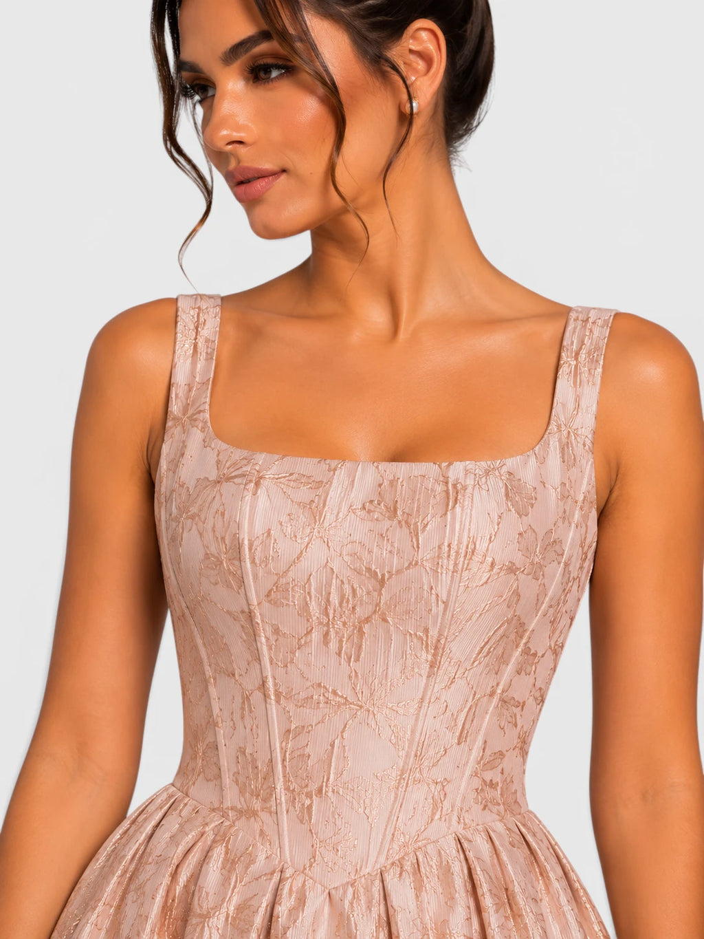Vestido de Festa Longo com Alças Estampado Textura Relevo New
