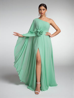 Vestido de Festa Verde Menta Vestido de Festa Manga Capa Ùnica Magaly