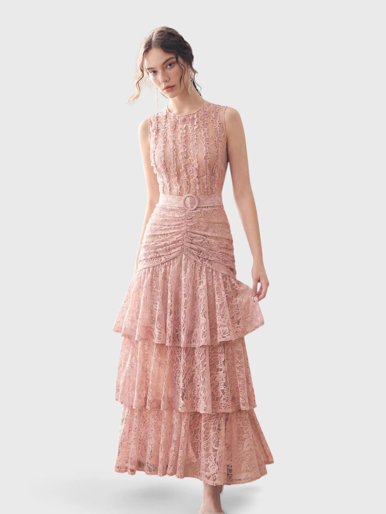 Vestido de Festa Tule com Bordado e Cinto Melissa