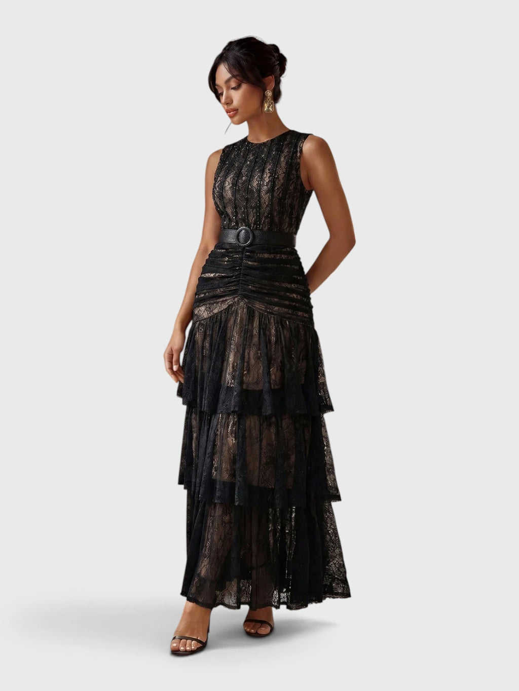 Vestido de Festa Tule com Bordado e Cinto Melissa