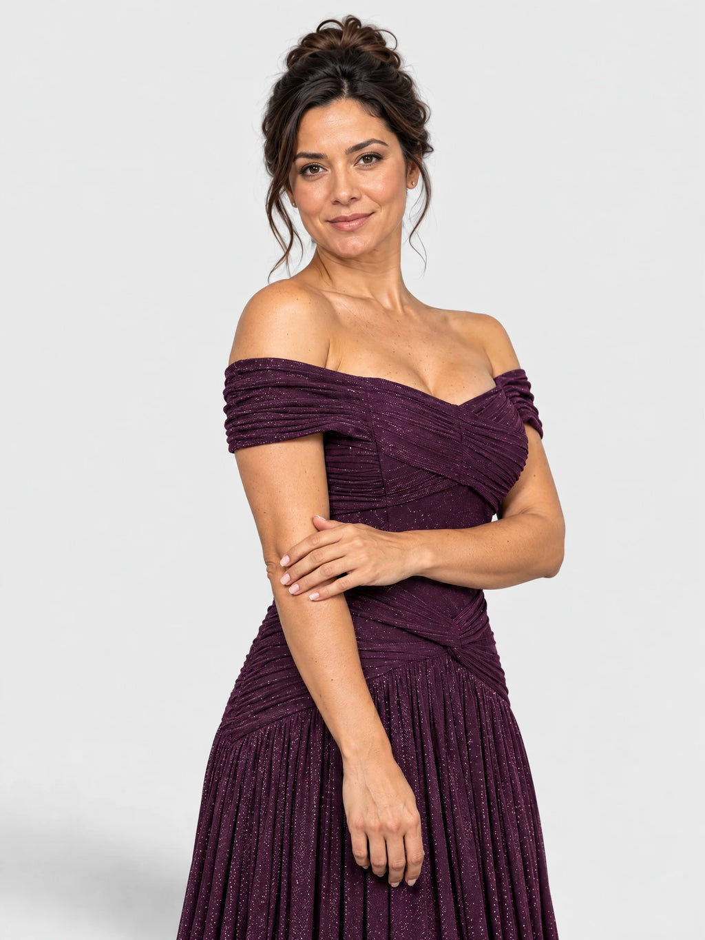 Vestido de Festa Roxo Vestido de Festa Longo Ombro a Ombro Torcido Navilla