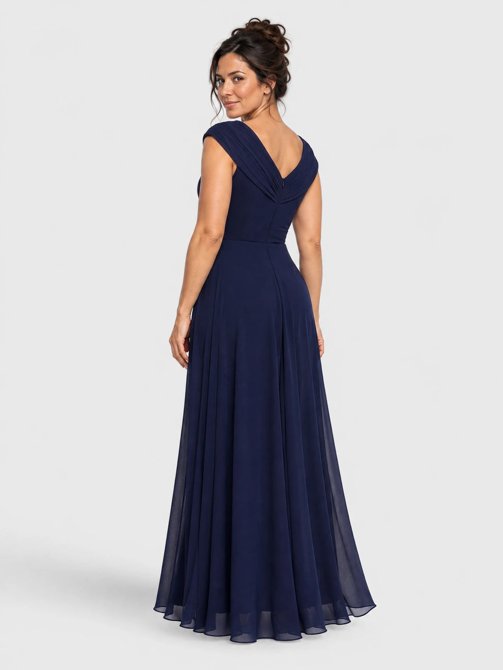 Vestido de Festa Azul Marinho Vestido de Festa Longo Plus Size Bordado Loma