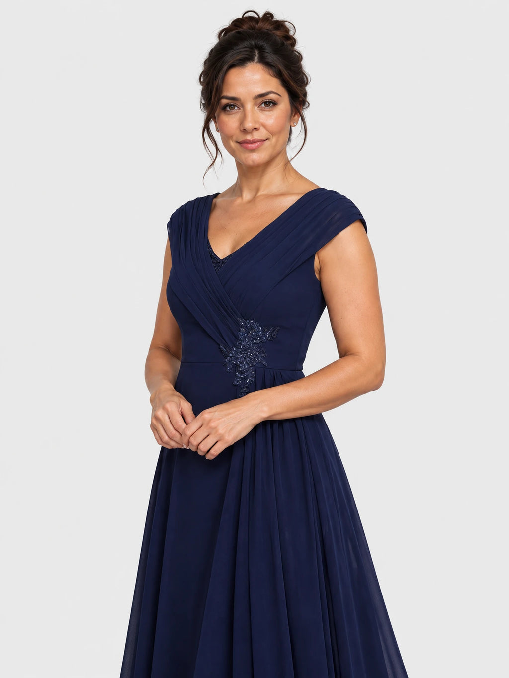 Vestido de Festa Azul Marinho Vestido de Festa Longo Plus Size Bordado Loma