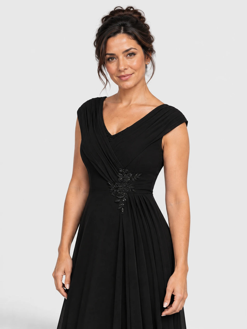 Vestido de Festa Preto Vestido de Festa Longo Plus Size Bordado Loma
