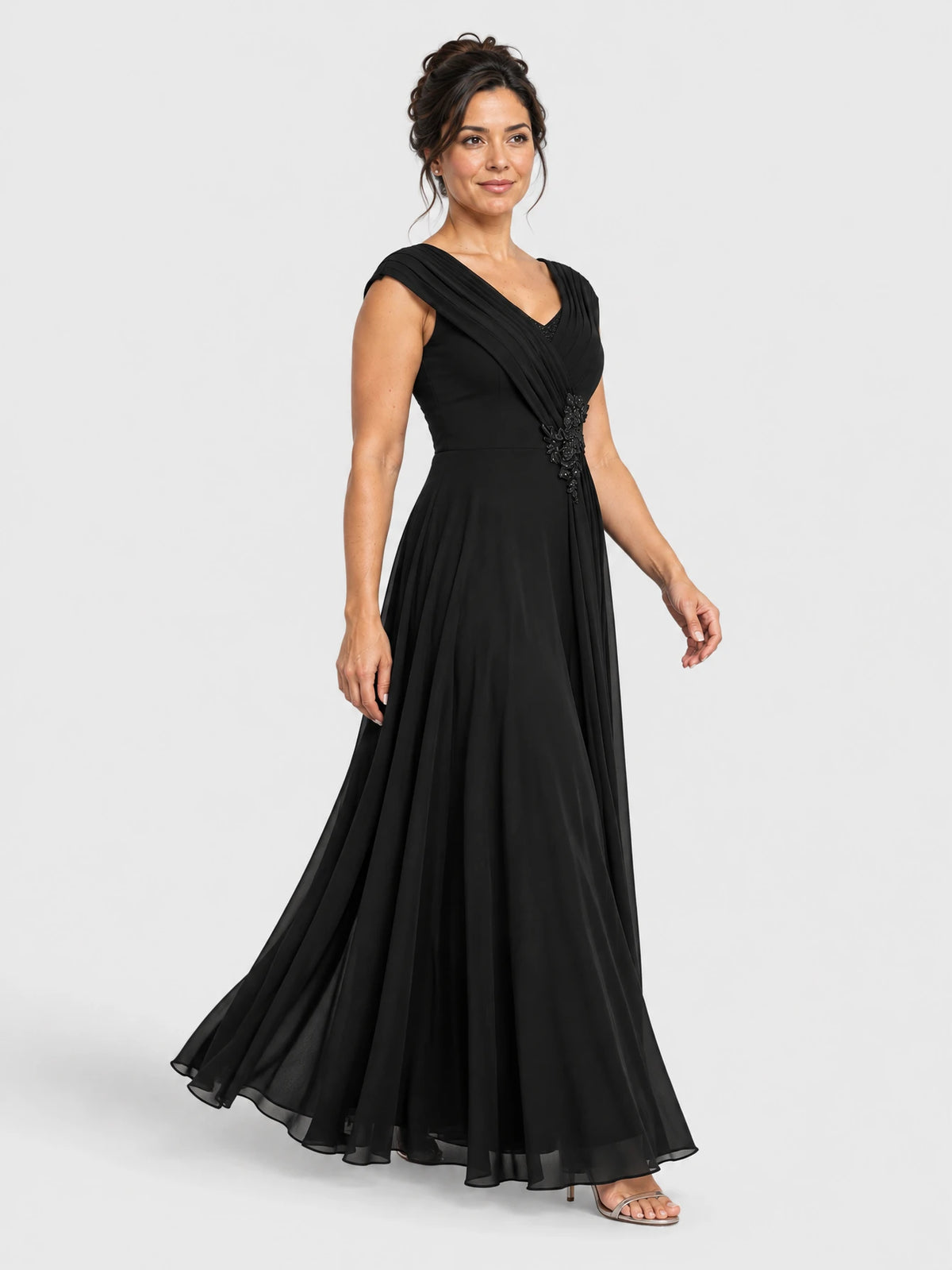 Vestido de Festa Preto Vestido de Festa Longo Plus Size Bordado Loma