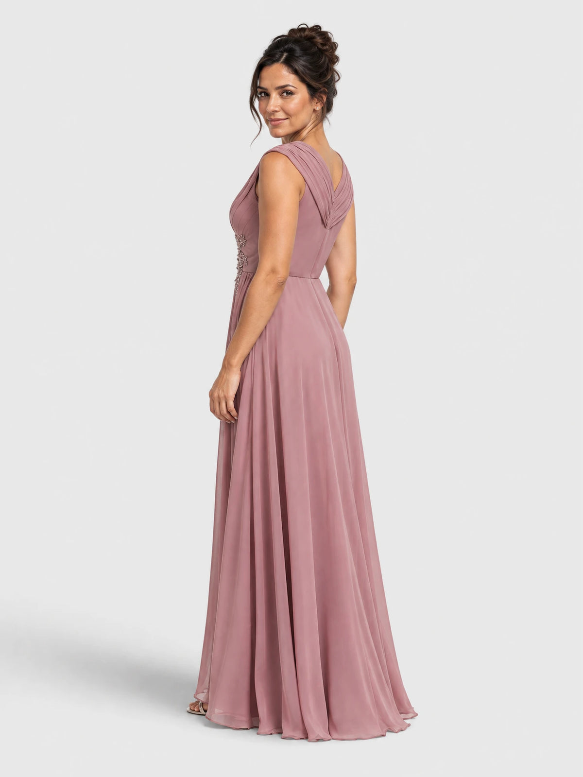 Vestido de Festa Rosa Vestido de Festa Longo Plus Size Bordado Loma