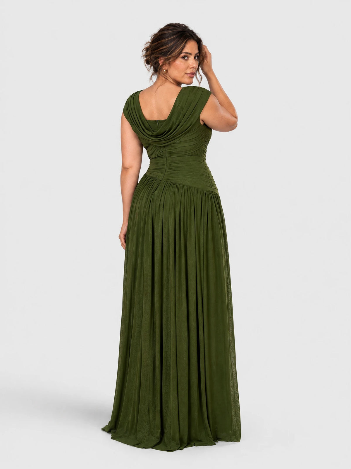 Vestido de Festa Vestido de Festa Longo Plus Size Drapeado Natally